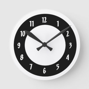 White and Black Circles Round Clock
