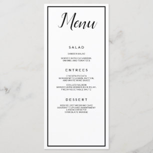 White and Black Classic Menu