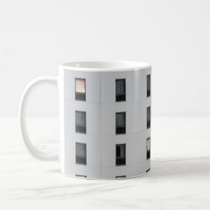 White and black concrete building coffee mug