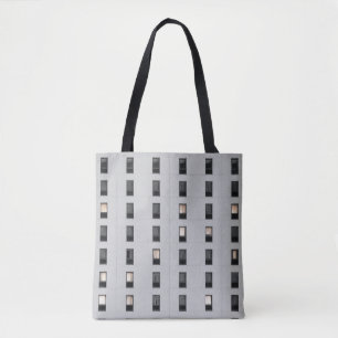 White and black concrete building tote bag