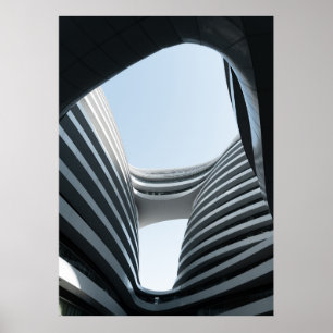 WHITE AND BLACK CONCRETE BUILDING UNDER BLUE SKY D POSTER