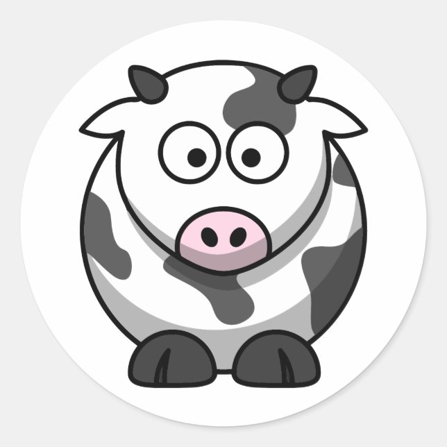 White and black cow classic round sticker (Front)