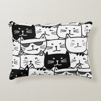 White and Black Cushion with Fun Cats - Design
