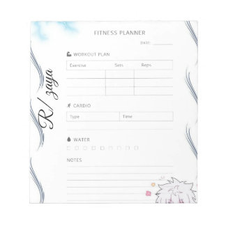 White and Black cute Fitness Planner  Notepad