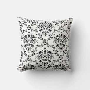 White and Black Damask Cushion