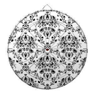 White and Black Damask Dartboard