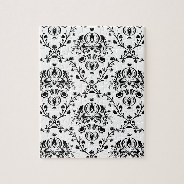 White and Black Damask Jigsaw Puzzle (Vertical)