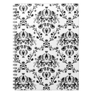 White and Black Damask Notebook