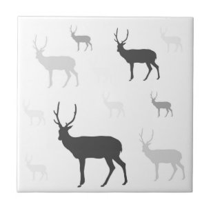 White and black deer silhouette throw pillow ceramic tile