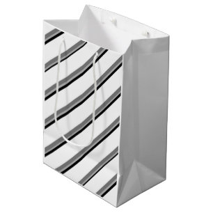White and Black Diagonal Stripes Gift Bag