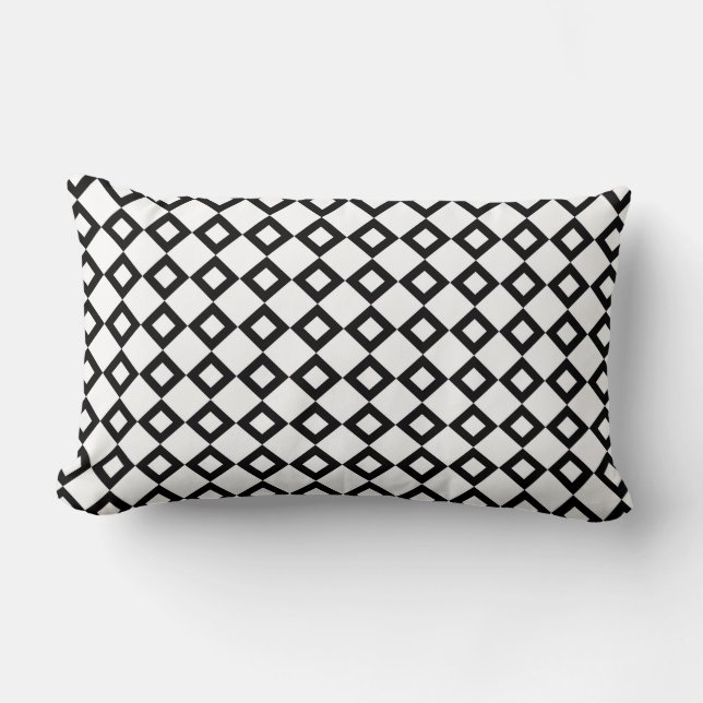 White and Black Diamond Pattern Lumbar Cushion (Front)