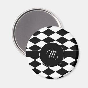 White and black diamond pattern  magnet