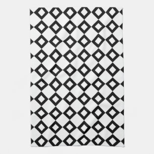 White and Black Diamond Pattern Tea Towel