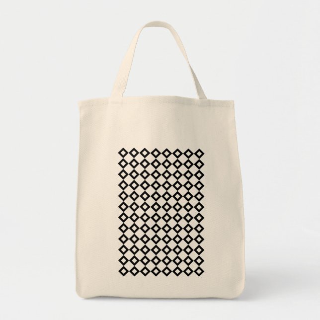 White and Black Diamond Pattern Tote Bag (Front)