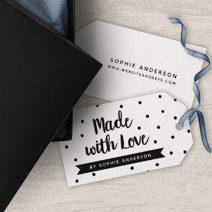 White and Black Dots Made with Love Gift Tags