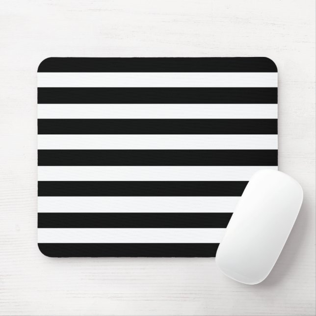 White And Black Elegant Horizontal Stripes Pattern Mouse Pad (With Mouse)