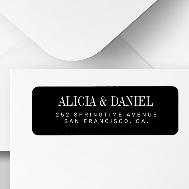 White and black elegant wedding return address label (Creator Uploaded)