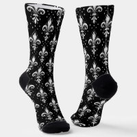 White and black fleur-de-lis seamless pattern