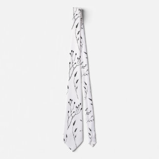 White and black floral Fowers natural Botanical Tie