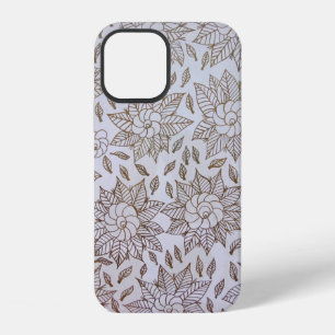 White and black floral textile iPhone 12 case