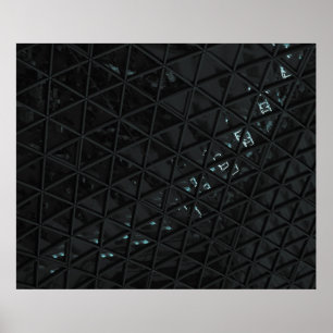 White and black floral textile poster