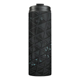 White and black floral textile thermal tumbler