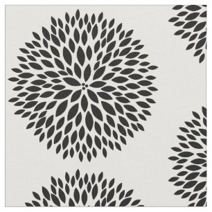White and Black Flowers Fabric