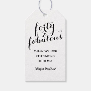 White and Black Forty and Fabulous Gift Tags