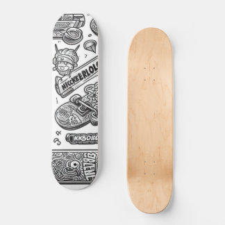 White and Black graffiti design 1 Skateboard