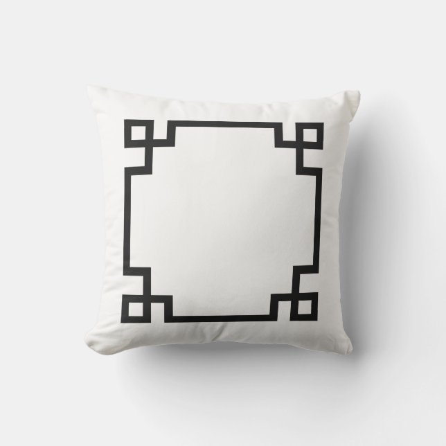 White and Black Greek Key Outdoor Cushion (Front)
