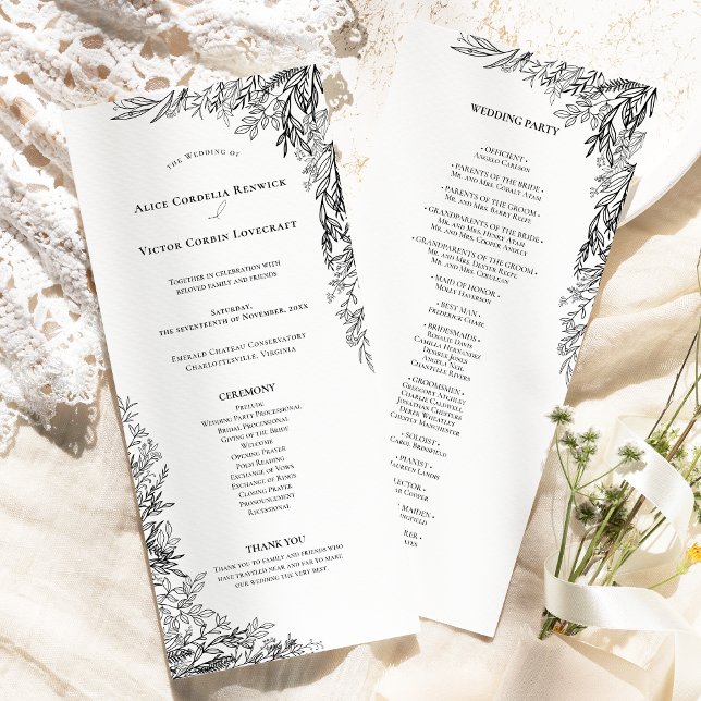 White and Black Greenery Wedding Flat Program (Creator Uploaded)