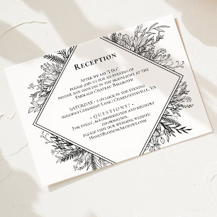 White and Black Greenery Wedding Reception Enclosure Card
