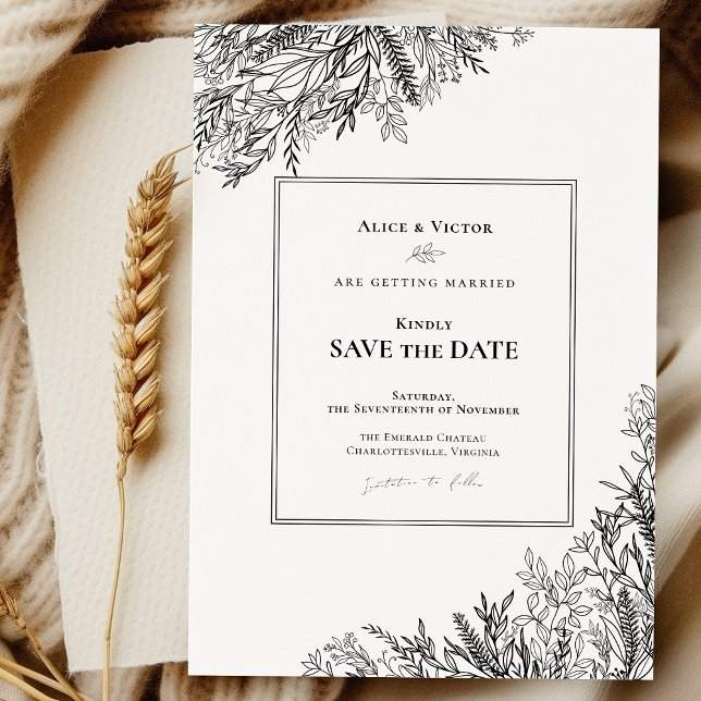 White and Black Greenery Wedding Save The Date (Creator Uploaded)