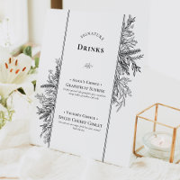 White and Black Greenery Wedding Signature Drinks