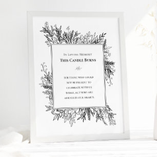 White and Black Greenery Wedding This Candle Burns Poster