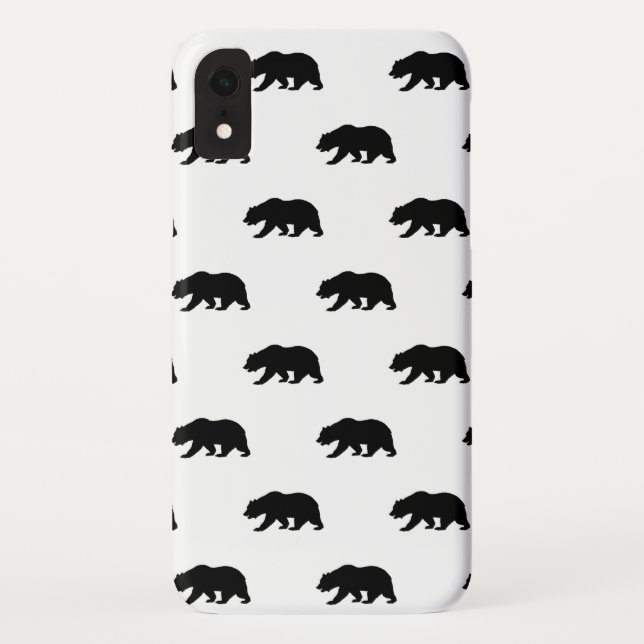 White and Black Grizzly Bear Pattern Case-Mate iPhone Case (Back)