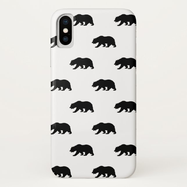 White and Black Grizzly Bear Pattern Case-Mate iPhone Case (Back)