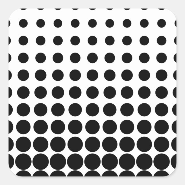 White and Black Halftone Dots Square Sticker (Front)