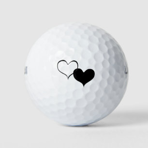 White and black heart love art golf balls