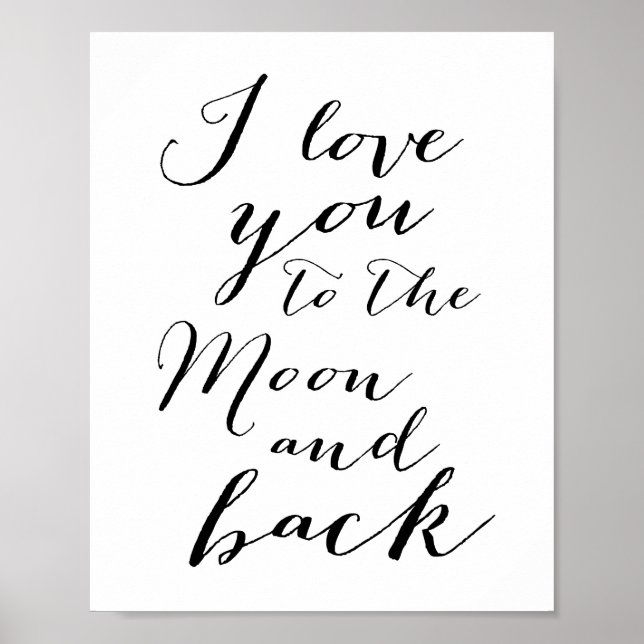 White And Black I Love You Poster Matte 8x10 (Front)