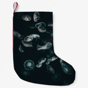 WHITE AND BLACK JELLYFISH ON WATER SMALL CHRISTMAS STOCKING