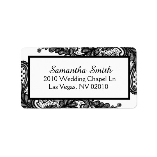 White and Black Lace Wedding Labels