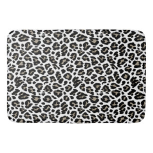 White and Black Leopard Print Bath Mat