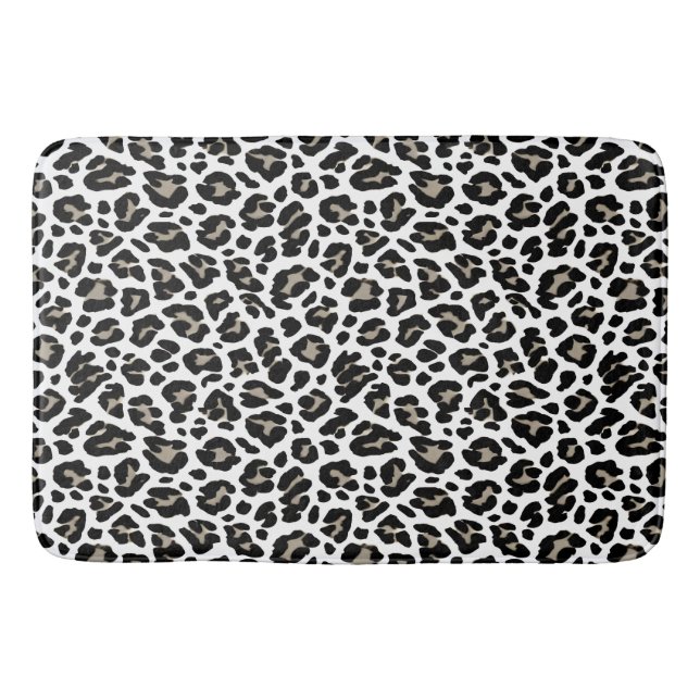 White and Black Leopard Print Bath Mat (Front)