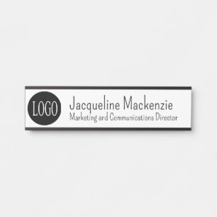 White and Black Logo Long Title Office Door Signs