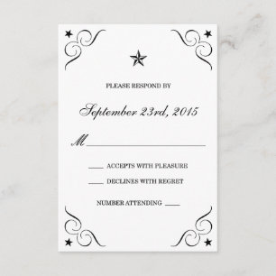 White and Black Lone Star Wedding RSVP Cards