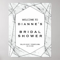 White and Black Marble Bridal Shower Welcome