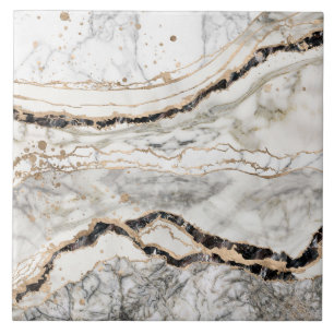 White and Black Marble Textures Abstract Ceramic Tile