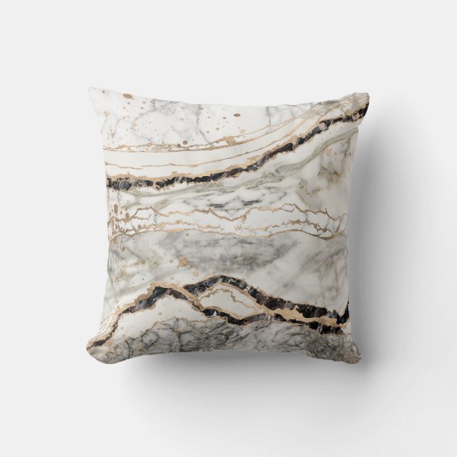 White and Black Marble Textures Abstract Cushion (Front)