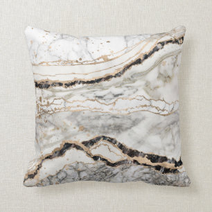 White and Black Marble Textures Abstract Cushion